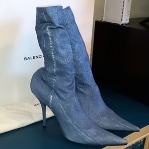 Balenciaga Denim Stretch Knife Boots EU39